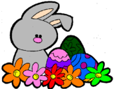 Disegno Coniglietto di Pasqua  pitturato su alel