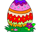 Disegno Uovo di Pasqua 2 pitturato su Sasà