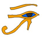 Disegno Occhio di Horus  pitturato su elisabetta