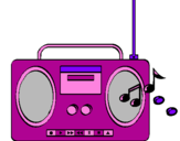 Disegno Radio cassette 2 pitturato su Violetta