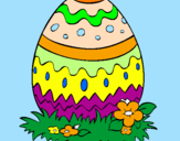 Disegno Uovo di Pasqua 2 pitturato su au