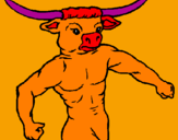 Disegno Testa di bufalo  pitturato su Raffaella 3 anni  e mezzo