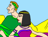 Disegno Cesare e Cleopatra  pitturato su ilaria caiazzo