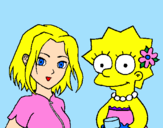 Disegno Sakura e Lisa pitturato su maria