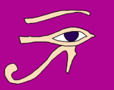 Disegno Occhio di Horus  pitturato su sissi