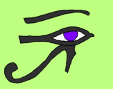 Disegno Occhio di Horus  pitturato su sofia