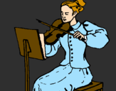 Disegno Dama violinista  pitturato su alessia
