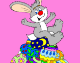 Disegno Coniglio di Pasqua pitturato su irene