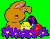 Disegno Coniglietto di Pasqua  pitturato su Ottavla