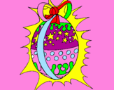 Disegno Uovo di Pasqua brillante pitturato su rocio