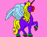 Disegno Unicorno con le ali  pitturato su anita