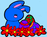 Disegno Coniglietto di Pasqua  pitturato su oki