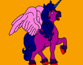 Disegno Unicorno con le ali  pitturato su iris