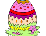 Disegno Uovo di Pasqua 2 pitturato su lilli