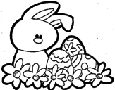 Disegno Coniglietto di Pasqua  pitturato su b