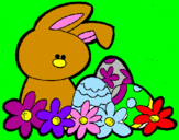 Disegno Coniglietto di Pasqua  pitturato su Benedettaa