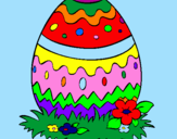 Disegno Uovo di Pasqua 2 pitturato su Anna