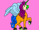 Disegno Unicorno con le ali  pitturato su sofia