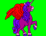 Disegno Unicorno con le ali  pitturato su caterina 