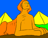 Disegno Sfinge pitturato su simo