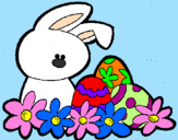 Disegno Coniglietto di Pasqua  pitturato su Marty
