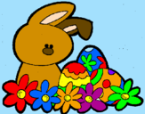 Disegno Coniglietto di Pasqua  pitturato su EHìì**