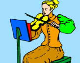 Disegno Dama violinista  pitturato su MANUELE
