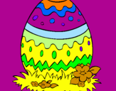 Disegno Uovo di Pasqua 2 pitturato su alessio