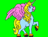 Disegno Unicorno con le ali  pitturato su magda