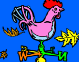 Disegno Banderuole e gallo  pitturato su sara