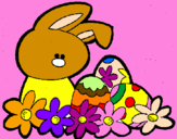 Disegno Coniglietto di Pasqua  pitturato su martareds
