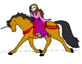 Disegno Principessa a cavallo di unicorno  pitturato su alessandra