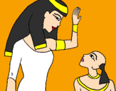 Disegno Madre e figlio egiziani pitturato su alessandro a 8 anni