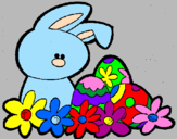 Disegno Coniglietto di Pasqua  pitturato su Anna