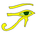 Disegno Occhio di Horus  pitturato su manu