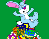 Disegno Coniglio di Pasqua pitturato su pascua