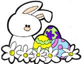 Disegno Coniglietto di Pasqua  pitturato su PIPPI