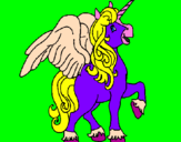 Disegno Unicorno con le ali  pitturato su Lucia