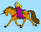 Disegno Principessa a cavallo di unicorno  pitturato su CHIARA