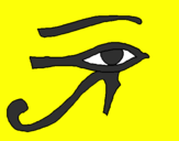 Disegno Occhio di Horus  pitturato su alessandro a 8 anni