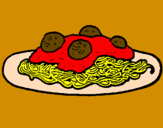 Disegno Spaghetti al ragù  pitturato su Silvietta :-D