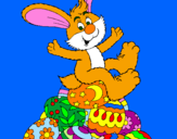 Disegno Coniglio di Pasqua pitturato su tobia