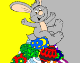 Disegno Coniglio di Pasqua pitturato su raffaele e giovanni e leo
