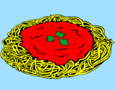 Disegno Spaghetti al formaggio  pitturato su Piera  4f