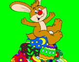 Disegno Coniglio di Pasqua pitturato su Annita  Bedogni