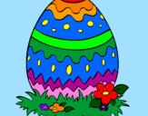 Disegno Uovo di Pasqua 2 pitturato su Uovo di Pasqua