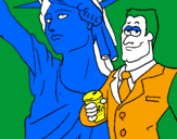 Disegno Stati Uniti d'America pitturato su Raffaella 3 anni  e mezzo