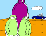 Disegno Famiglia pinguino  pitturato su gabriele