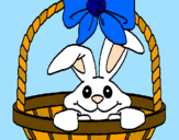 Disegno Coniglietto nella cesta  pitturato su Glo