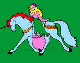 Disegno Principessa a cavallo di unicorno  pitturato su rattlesnak  jake